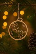 Adorno de Navidad Personalizado en Madera - Copos de Nieve