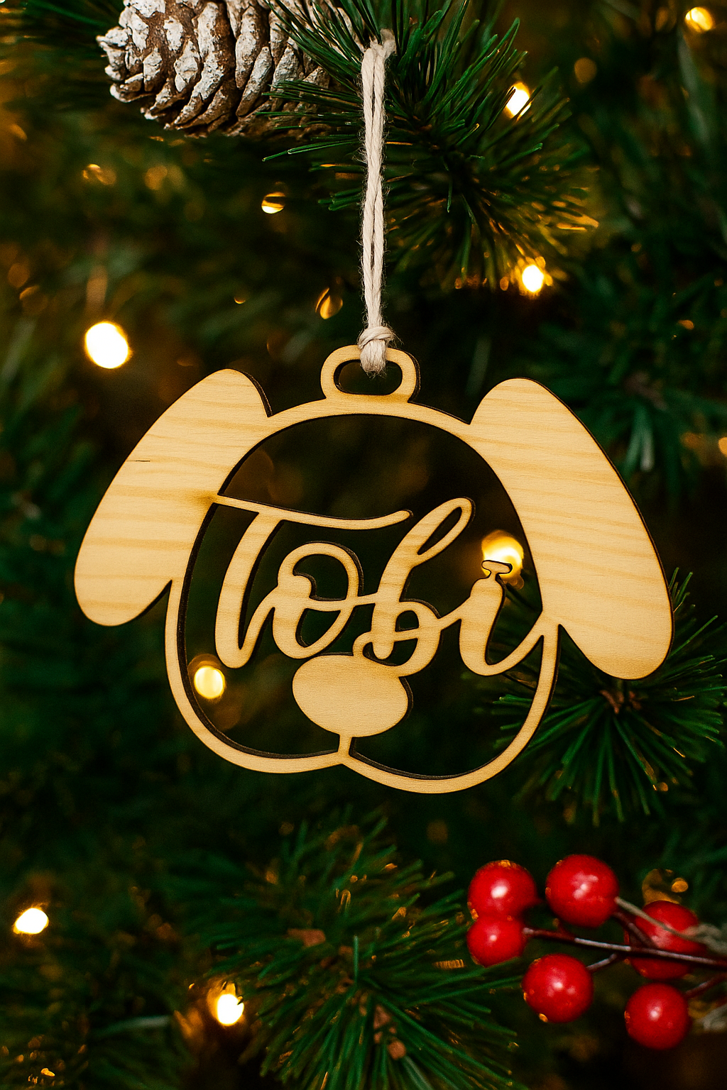 Adorno de Navidad Personalizado en Madera - Perrete