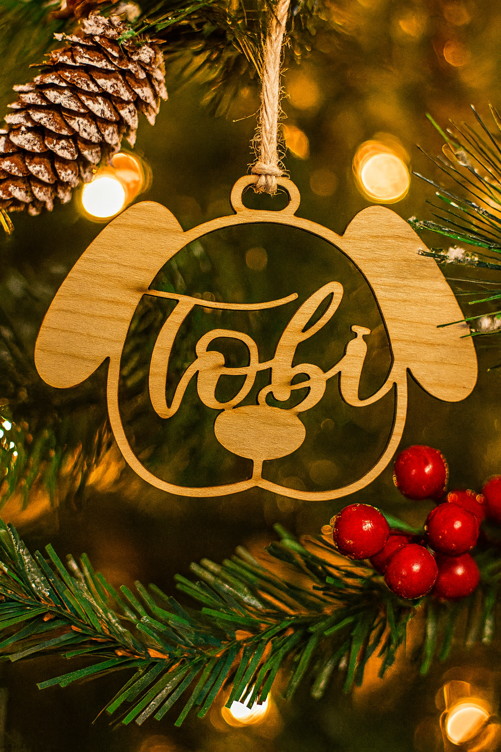 Adorno de Navidad Personalizado en Madera - Perrete