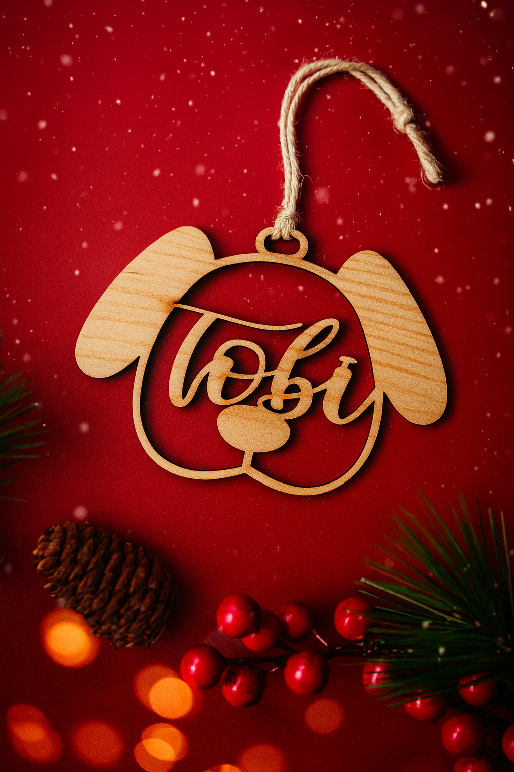 Adorno de Navidad Personalizado en Madera - Perrete