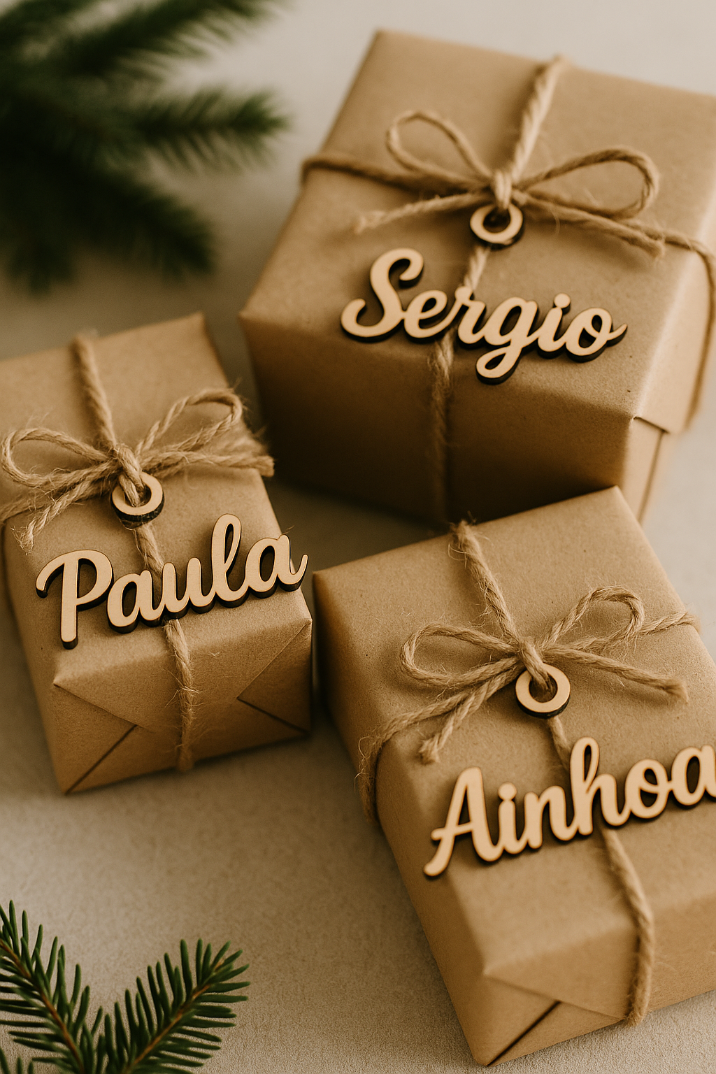 Nombre en madera para etiquetar Regalos